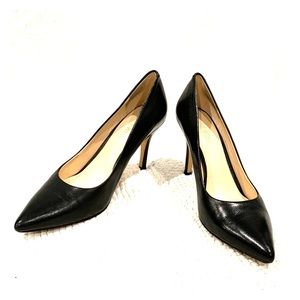 Nine West Flax Pointy Toe Pumps in Black Leather